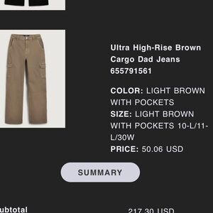 Hollister ultra high rise brown cargo dad jeans khaki/light brown size 30 Long